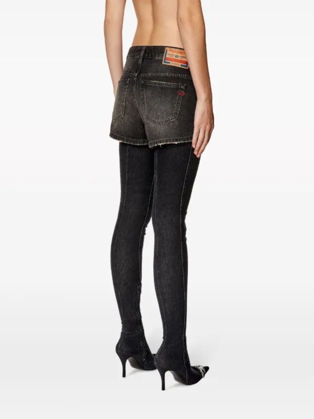 DIESEL De-Yuba Denim Shorts Grey Black Washed Low Rise Cutoff Booty Shorts 30
